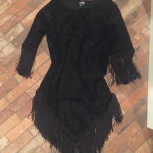 Black fringe boho dress